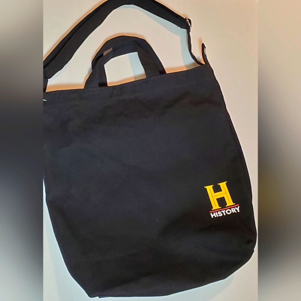 Baggu History Channel Black Tote Bag with Adjustable Strap